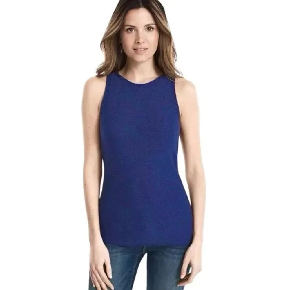 WHBM Deep Marine Sleeveless Sweater